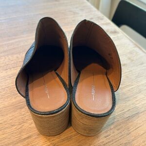 Black snake skin mules